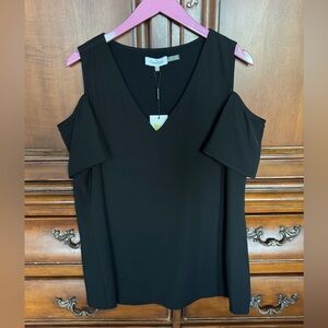Calvin Klein Elegant Black Cold Shoulder Blouse NWT